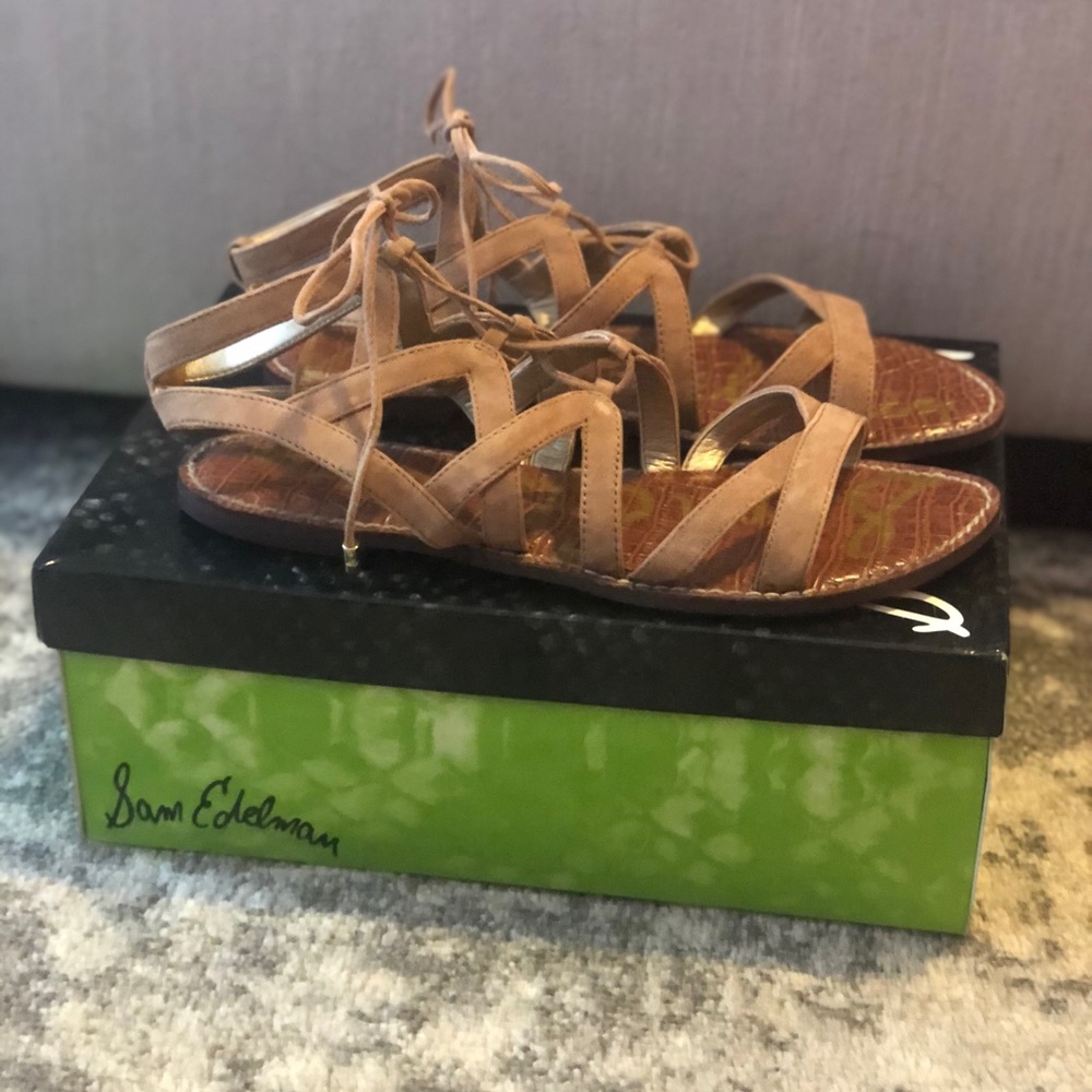 Sam Edelman Camel Suede Lace Up sandals